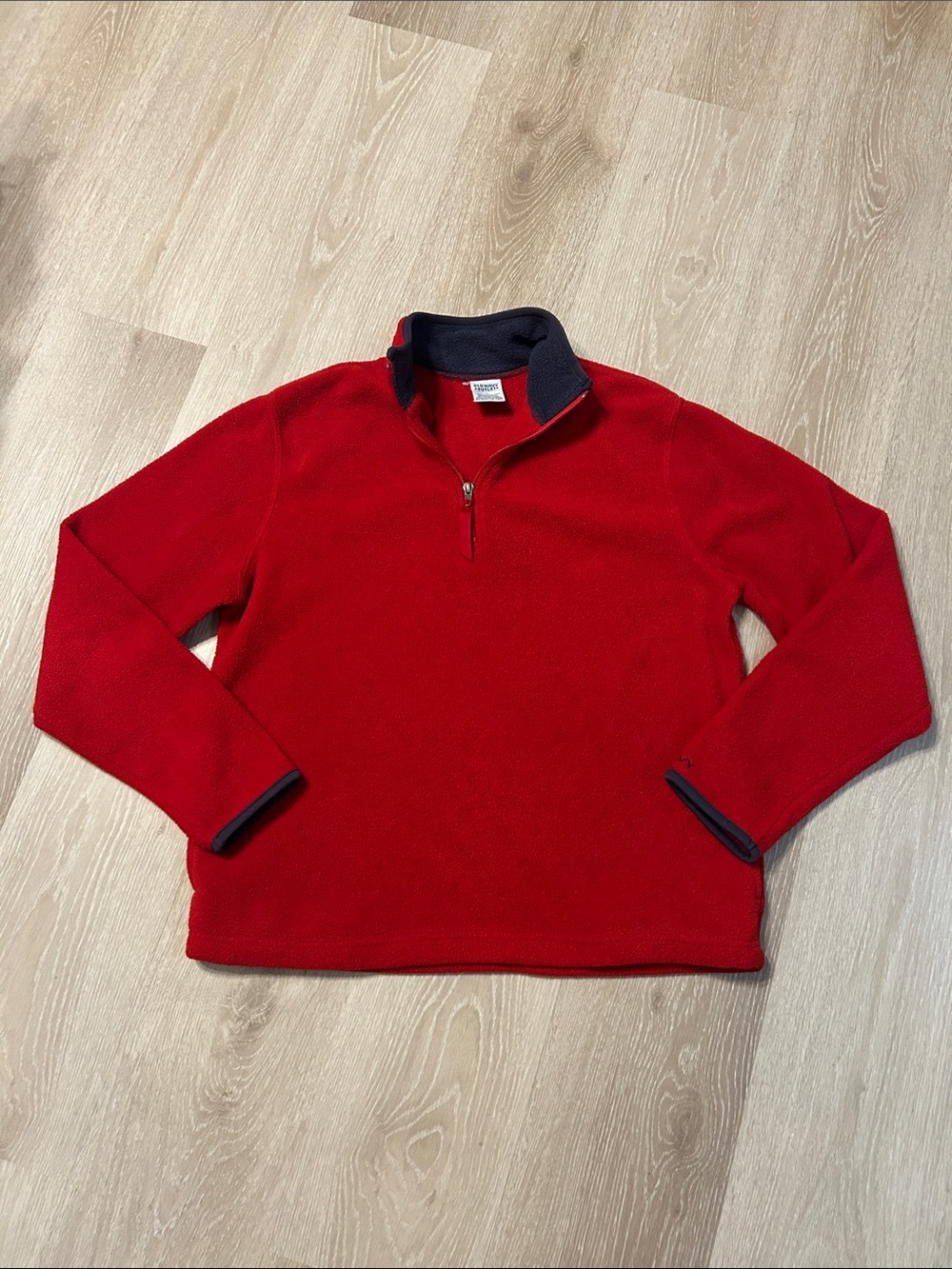 Old Navy Outlet Vintage Red Quarter Zip Fleece Pullover Navy Trim sz Large